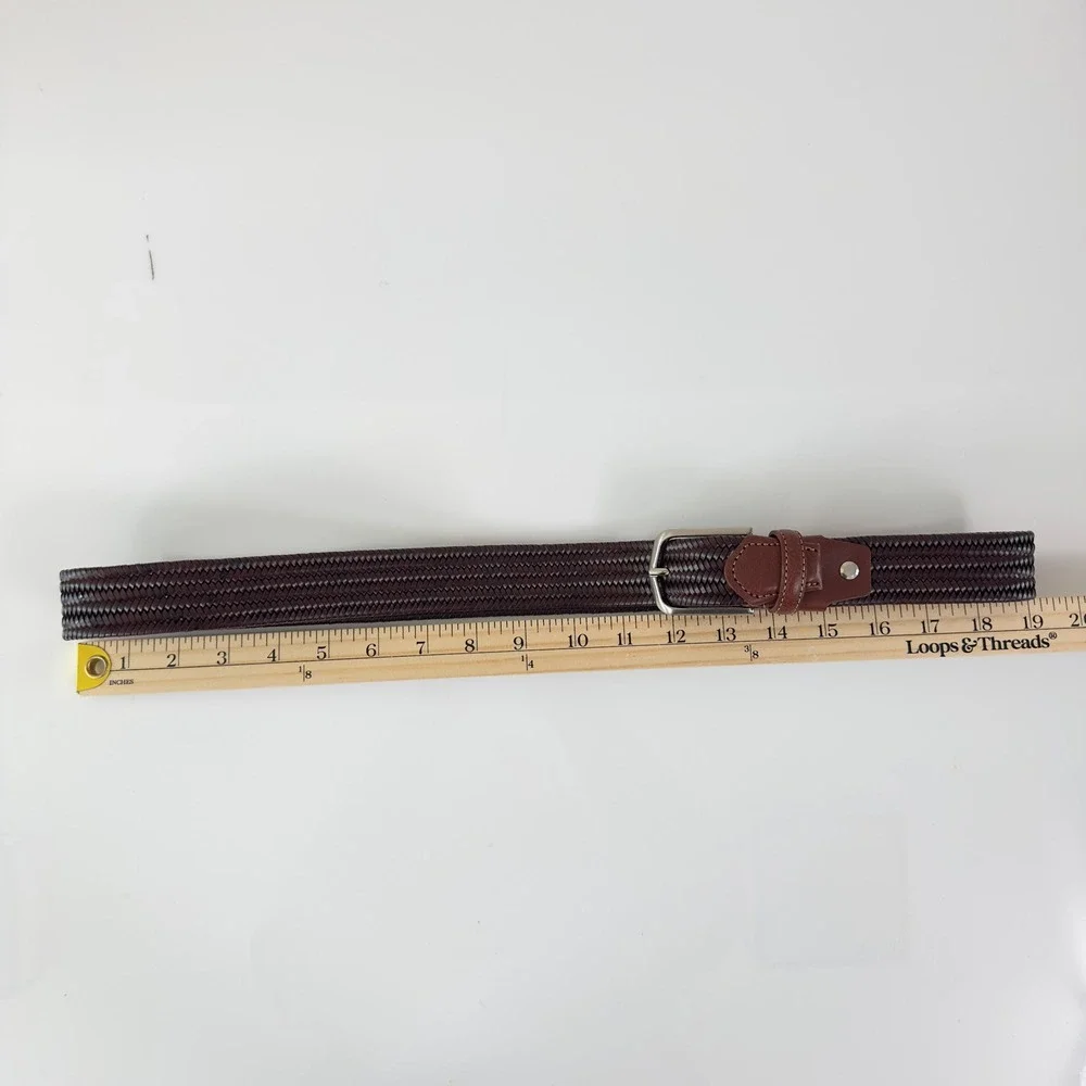 Pierotucci Firenze Woven Belt Dark‎ Brown Leather 115
